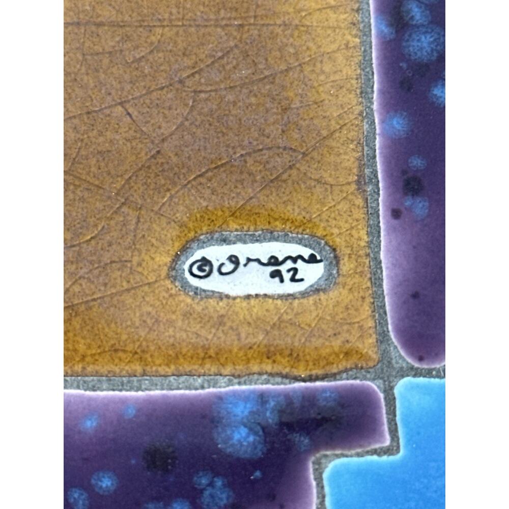 Southwest Tile Art © Orane 1992 “Try Your Wings” Eagle Compass Framed 7x7” - Picture 8 of 8